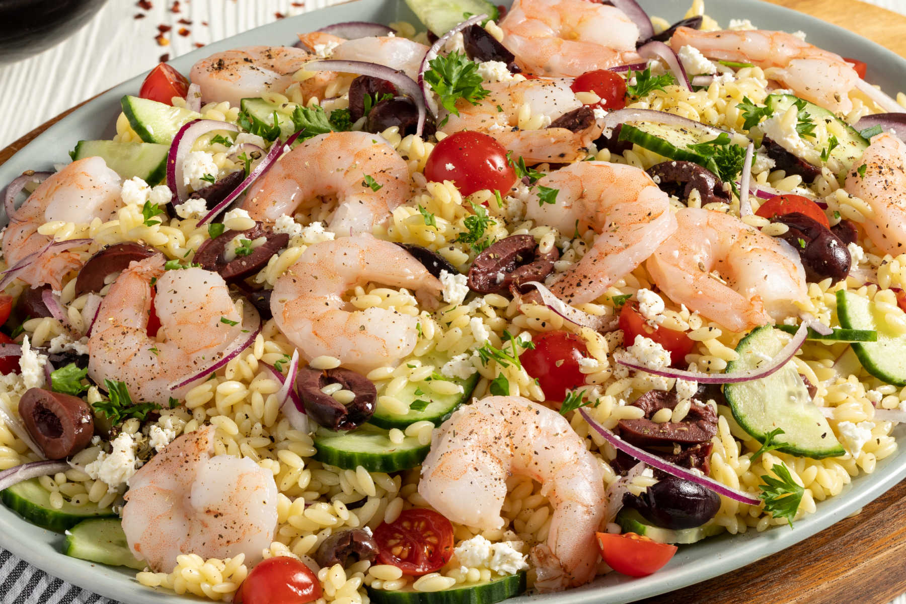 Mediterranean Orzo Salad with Shrimp