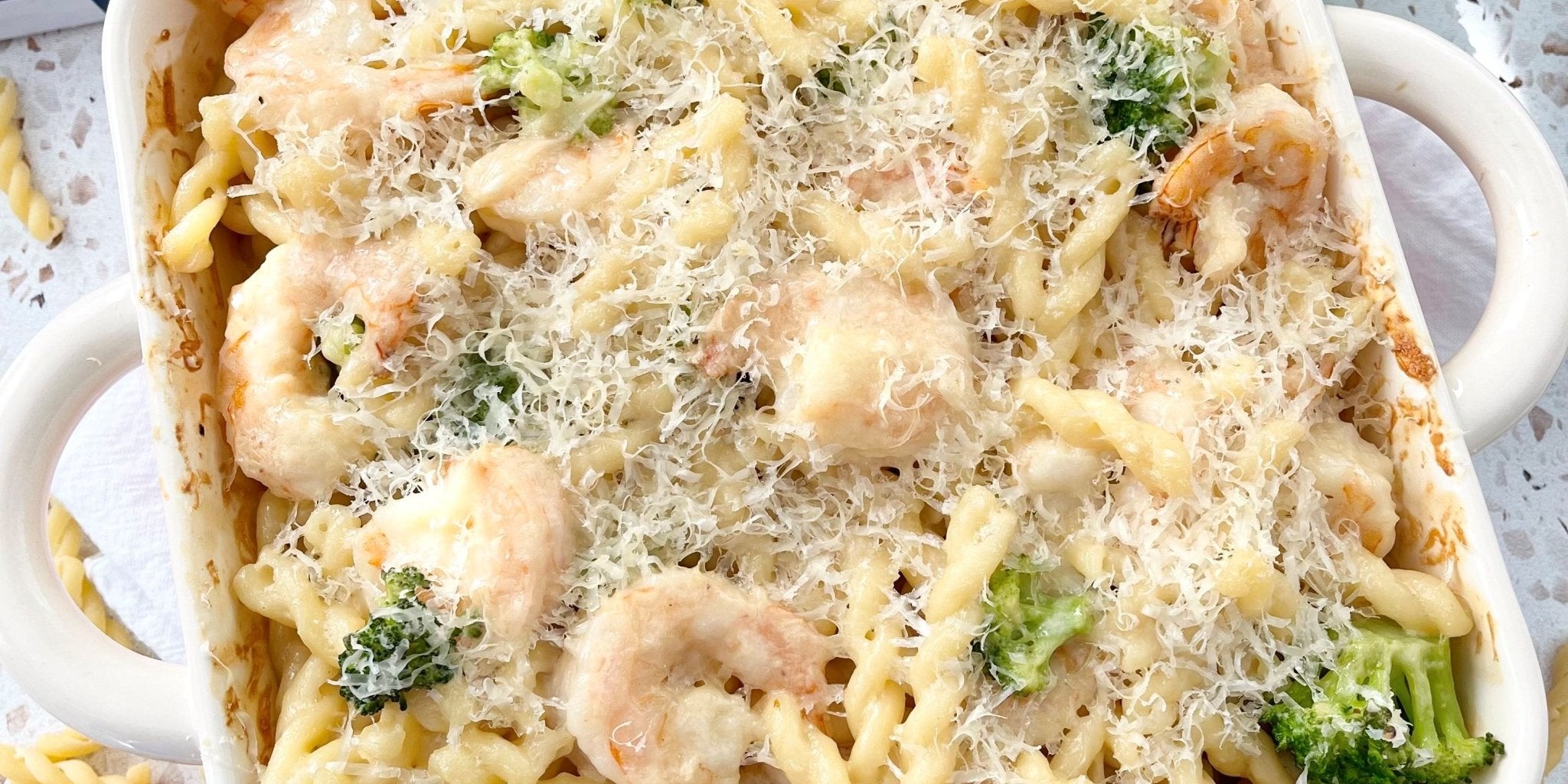Baked Shrimp & Broccoli Alfredo