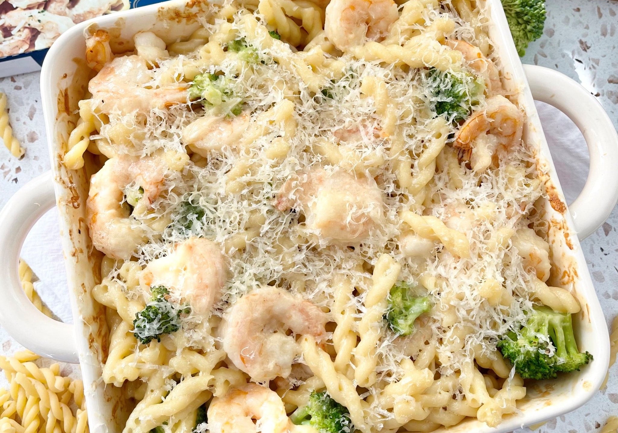 Baked Shrimp & Broccoli Alfredo