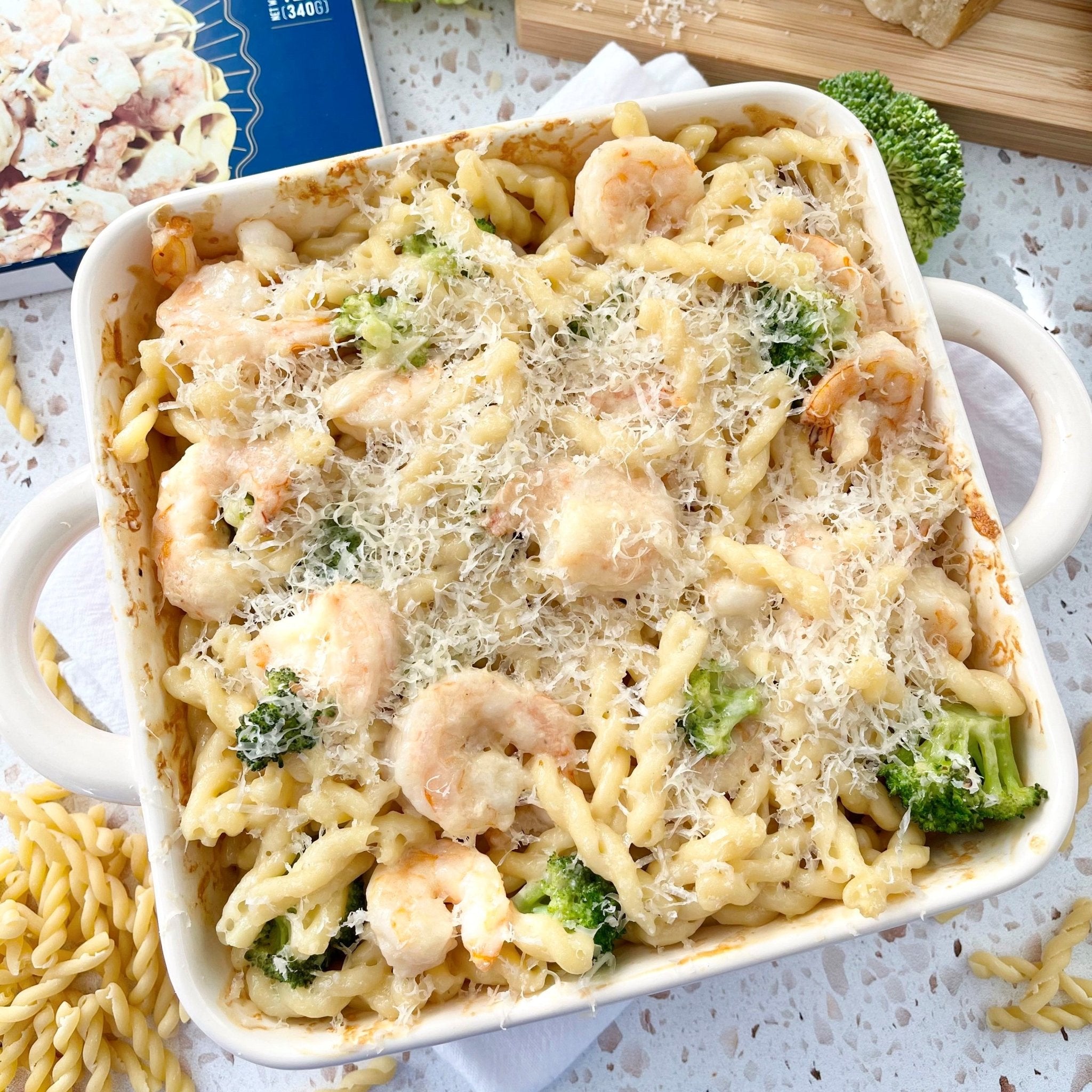 Baked Shrimp & Broccoli Alfredo