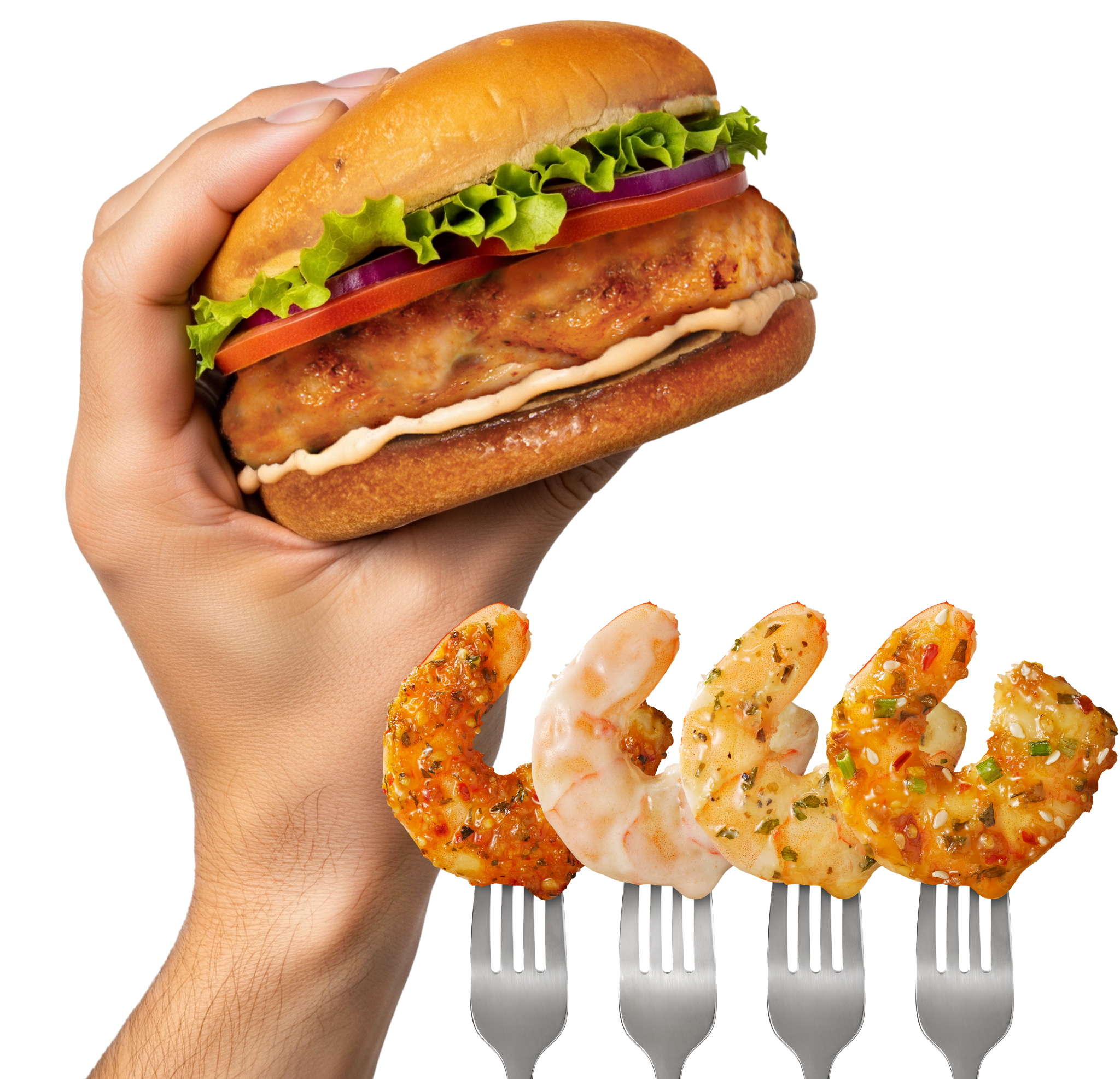 Burgers + Shrimp and Sauce