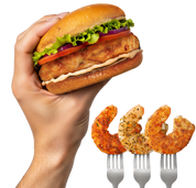 Burgers + Seasoned Shrimp