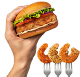 Burgers + Seasoned Shrimp