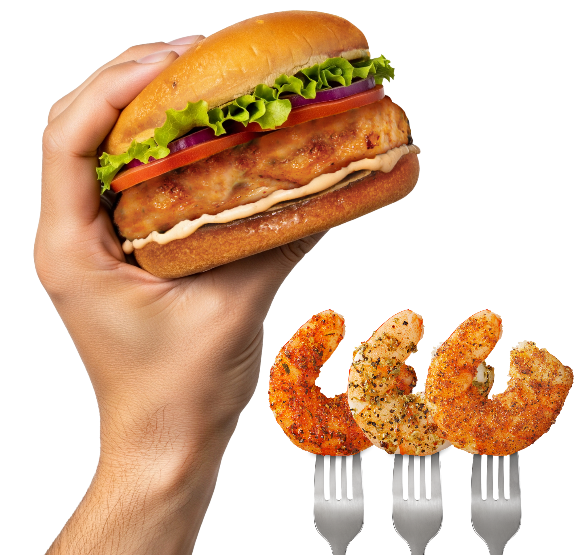 Burgers + Seasoned Shrimp